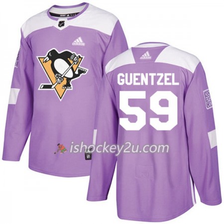 Mænd NHL Pittsburgh Penguins Trøje Jake Guentzel 59 Adidas 2017-2018 Lilla Fights Cancer Practice Authentic